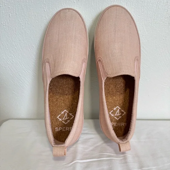 Sperry Women's Crest Twin Gore Shimmer Slip On Sneaker US 8.5 Pink Casual Preppy - Picture 5 of 8